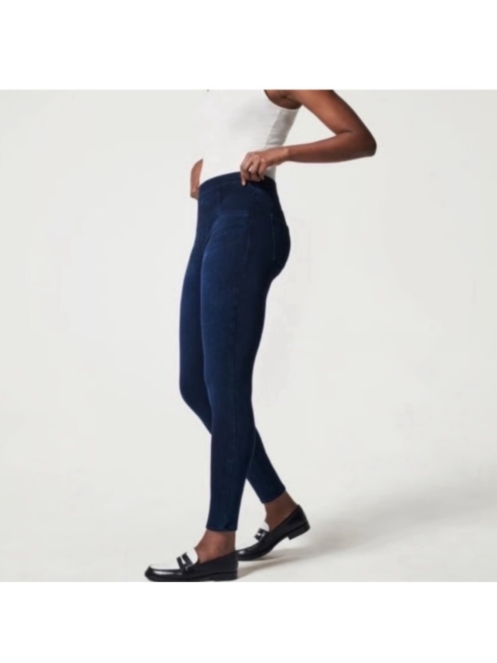 Spanx jeggings Size Medium High Rise Deep Blue Wash